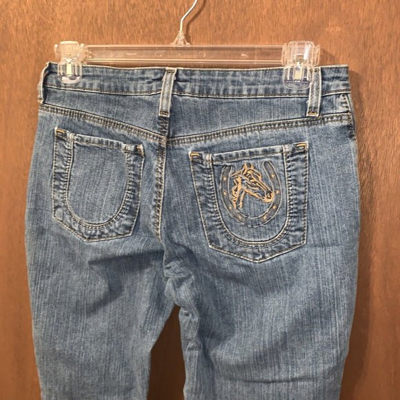 VF Jeanswear 20X Denim Blue Jean Size 9/10 x 32 Horse/Horseshoe On Back Pocket - Picture 8 of 15